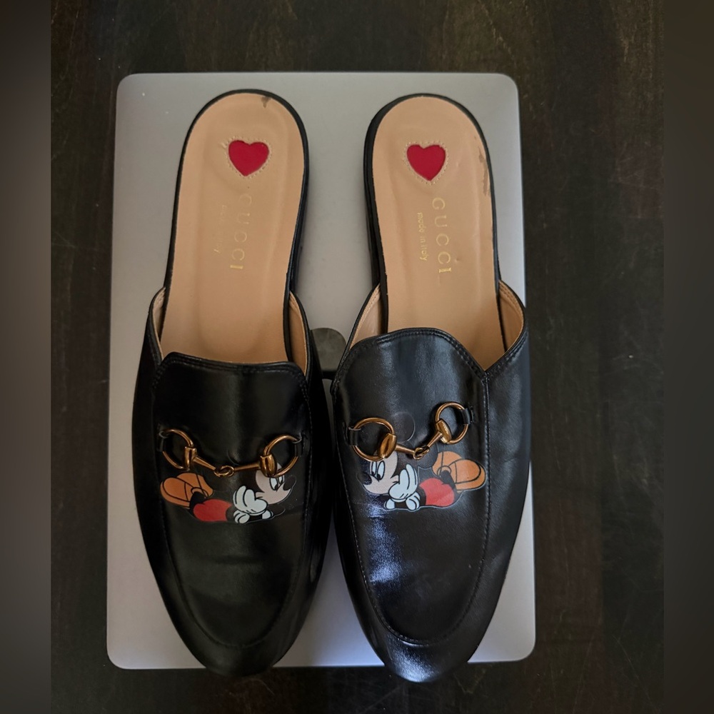 Women's Black Leather Loafers Mickey Mouse size 42